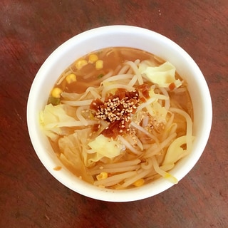 ノンフライ味噌ラーメン野菜＆ニンニクの醤油漬けマシ